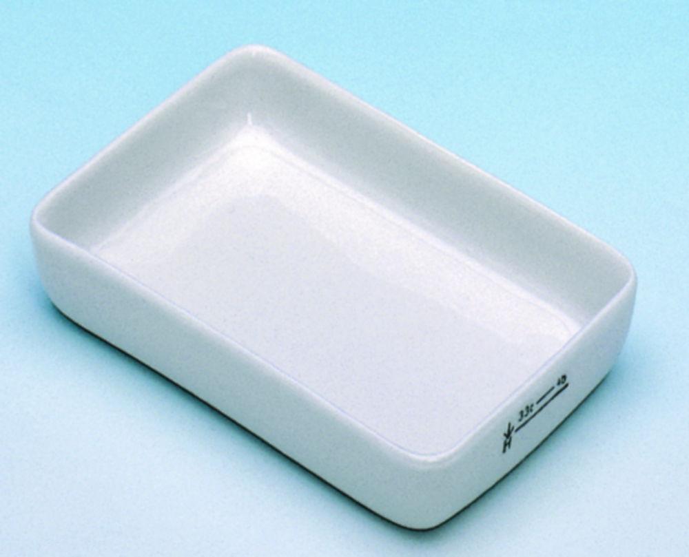 Haldenwanger Incinerating Dish, 70x45x12mm, Porcelain, Rectangular, Glazed