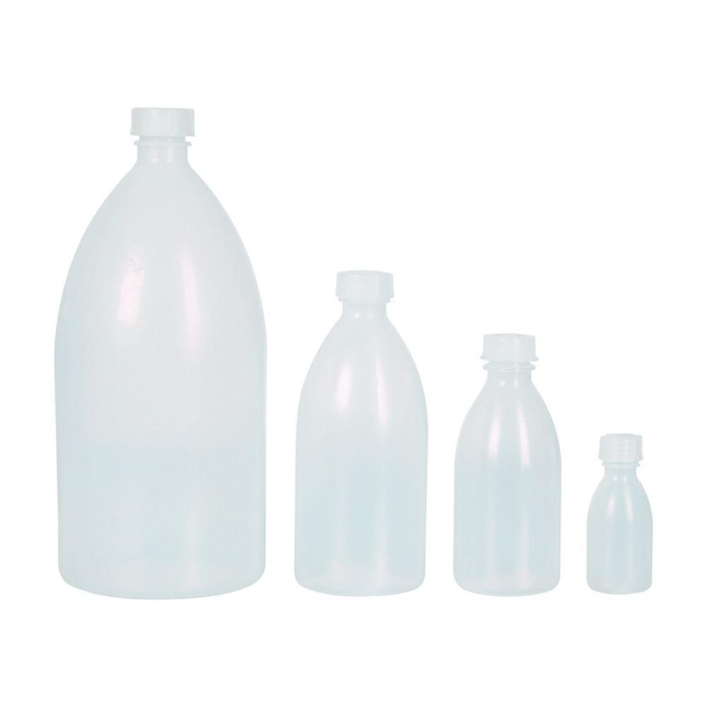 LLG Narrow Neck Bottle 500 mL, Round, LDPE Natural, with Closure, Pack of 10