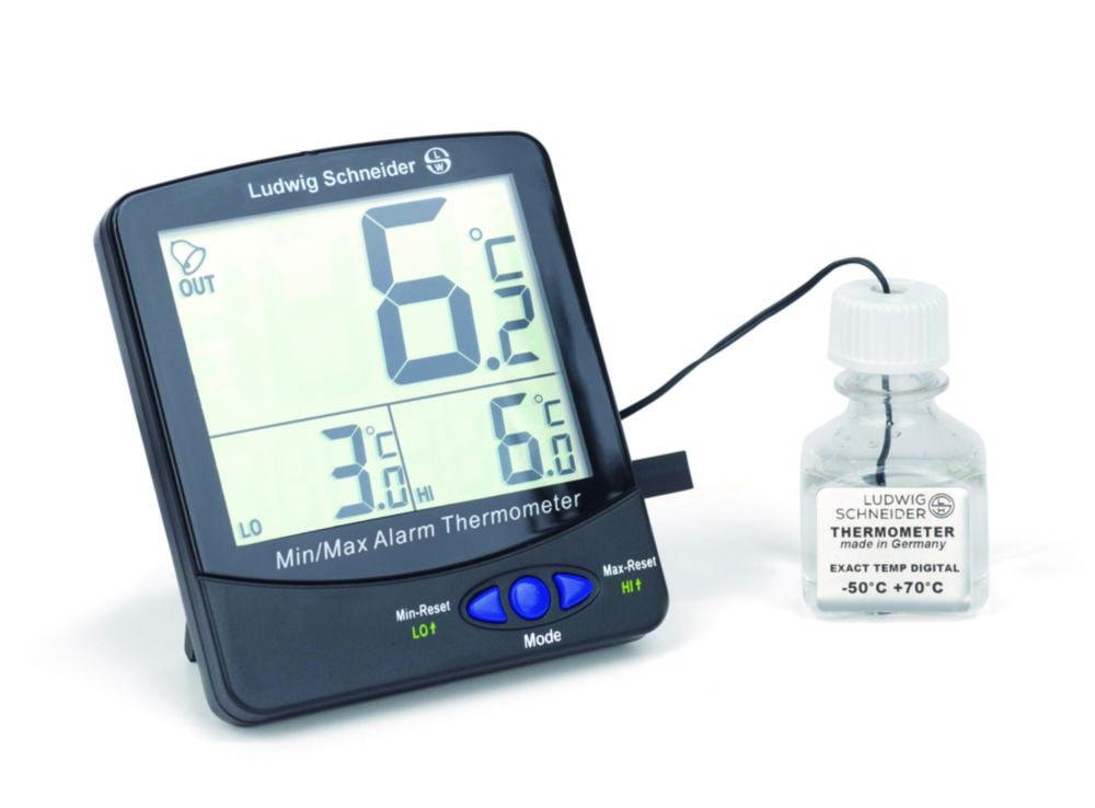 Ludwig Schneider Digital Bottle Thermometer -50...+70°C, for Incubators/Water Baths, Certified Temp. +37°C