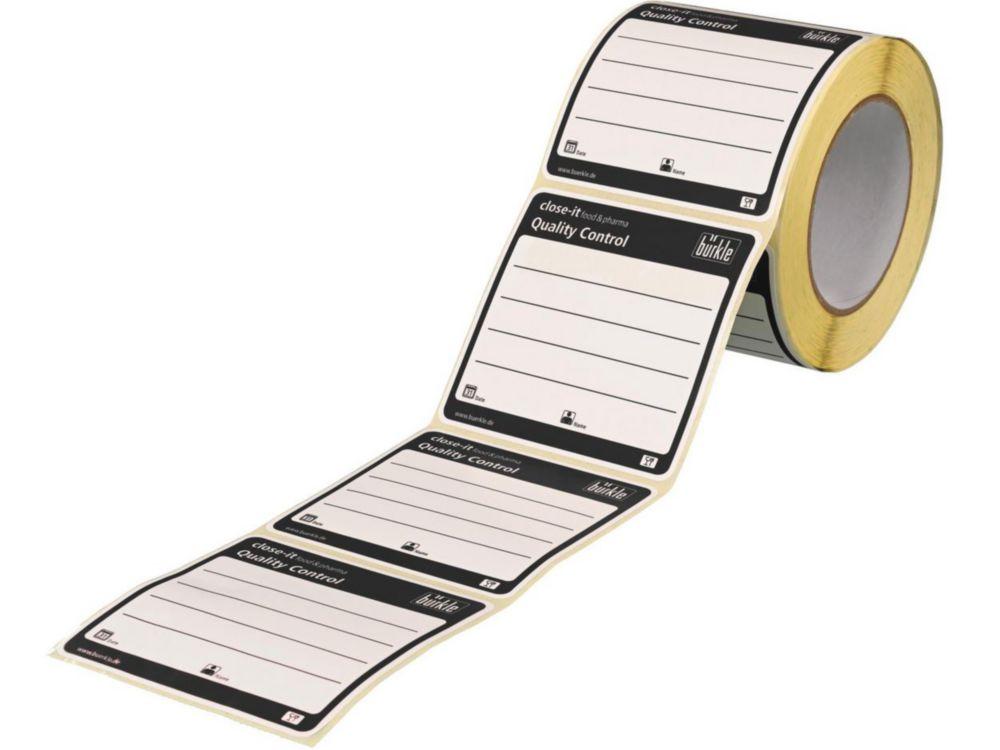 Bürkle Close-it Food & Pharma Control Seals, 95 mm x 95 mm, Black, Printed (Roll of 500)​