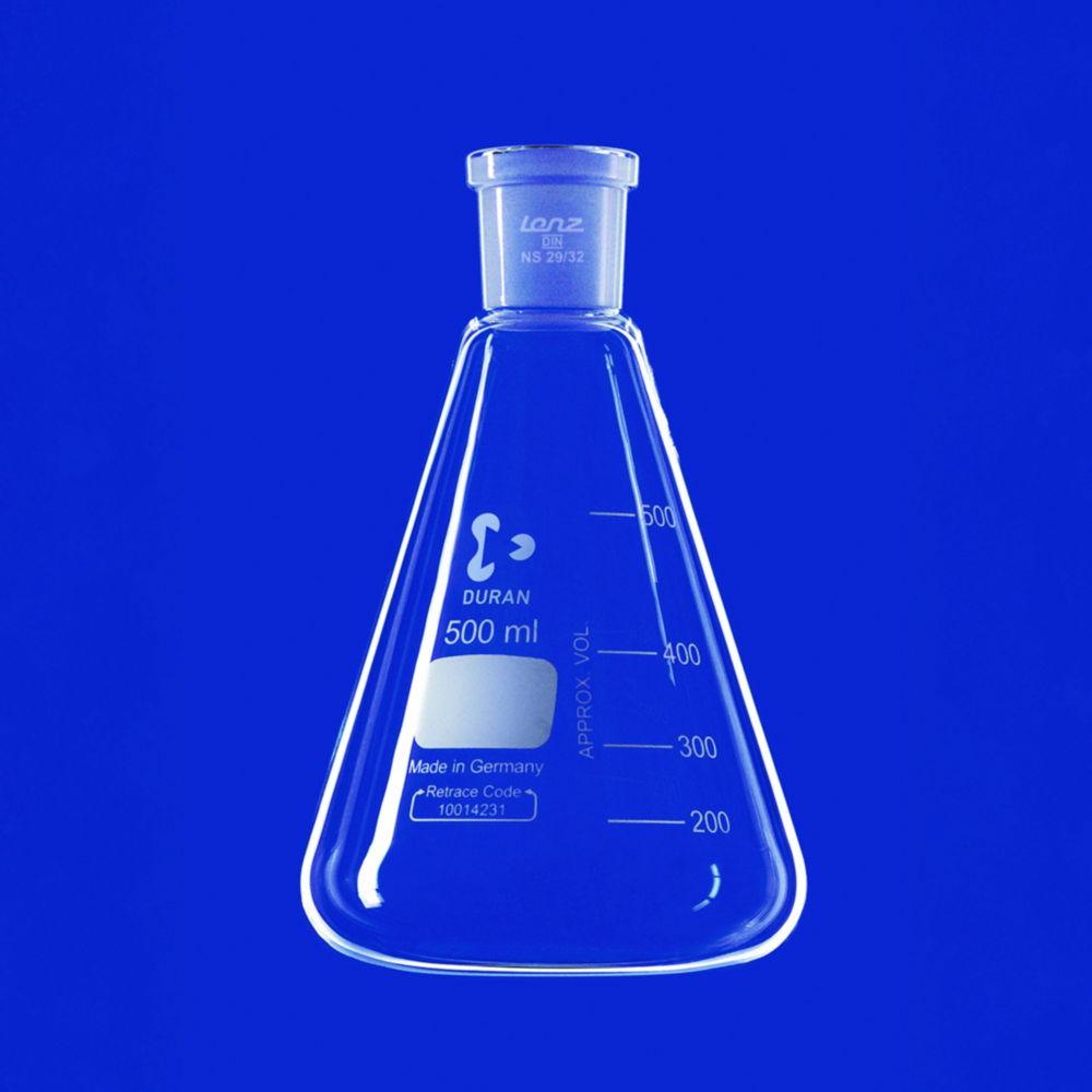 Lenz-Laborglas Erlenmeyer Flask 50 mL with Conical Joint Cap, NS 14/23 Socket