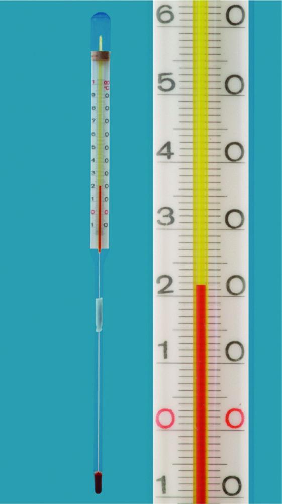 Amarell Industrial Stock Thermometer 0...+160:1°C, Milk Glass Scale, Red Special Filling, Capillary Yellow Coated, Immersion Depth 385mm