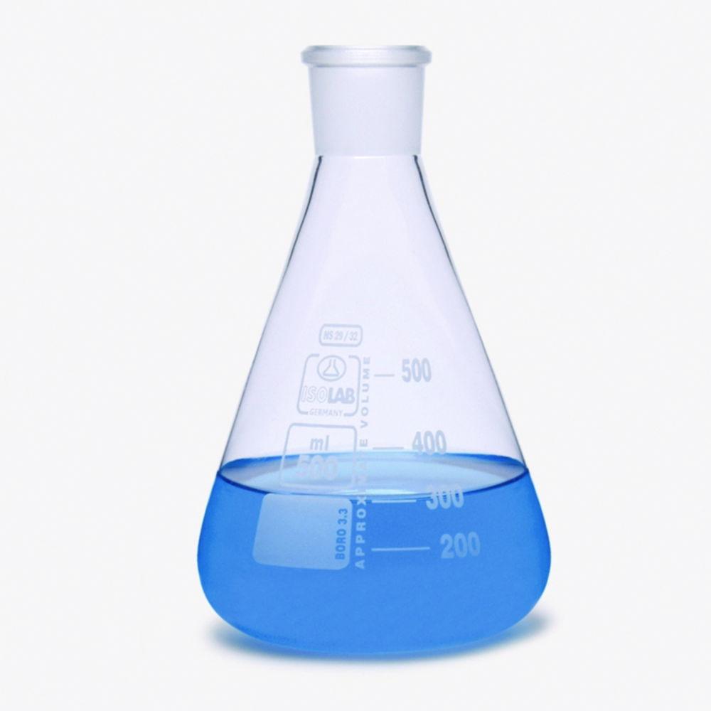 ISOLAB Erlenmeyer Flask 500 mL NS 24/29 Boro 3.3 White Graduated (Without Stopper)