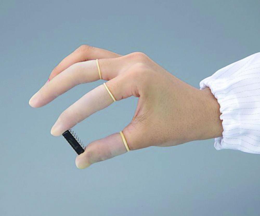 As One ASPURE Finger Cots, Size L, White Antistatic, Natural Rubber, Rough with Rolled Edge, Pack of 1440