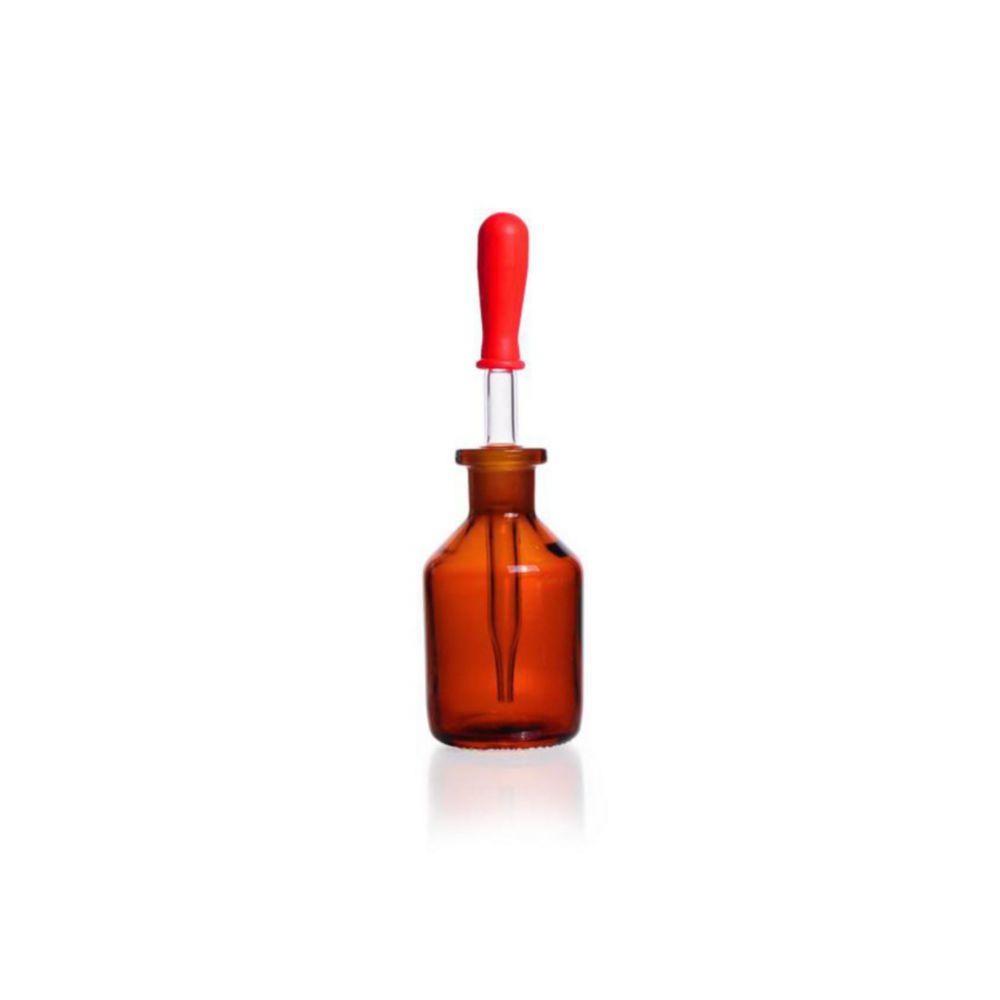 DWK Duran 50 mL Amber Glass Dropping Bottle with Glass Pipette and Rubber Teat