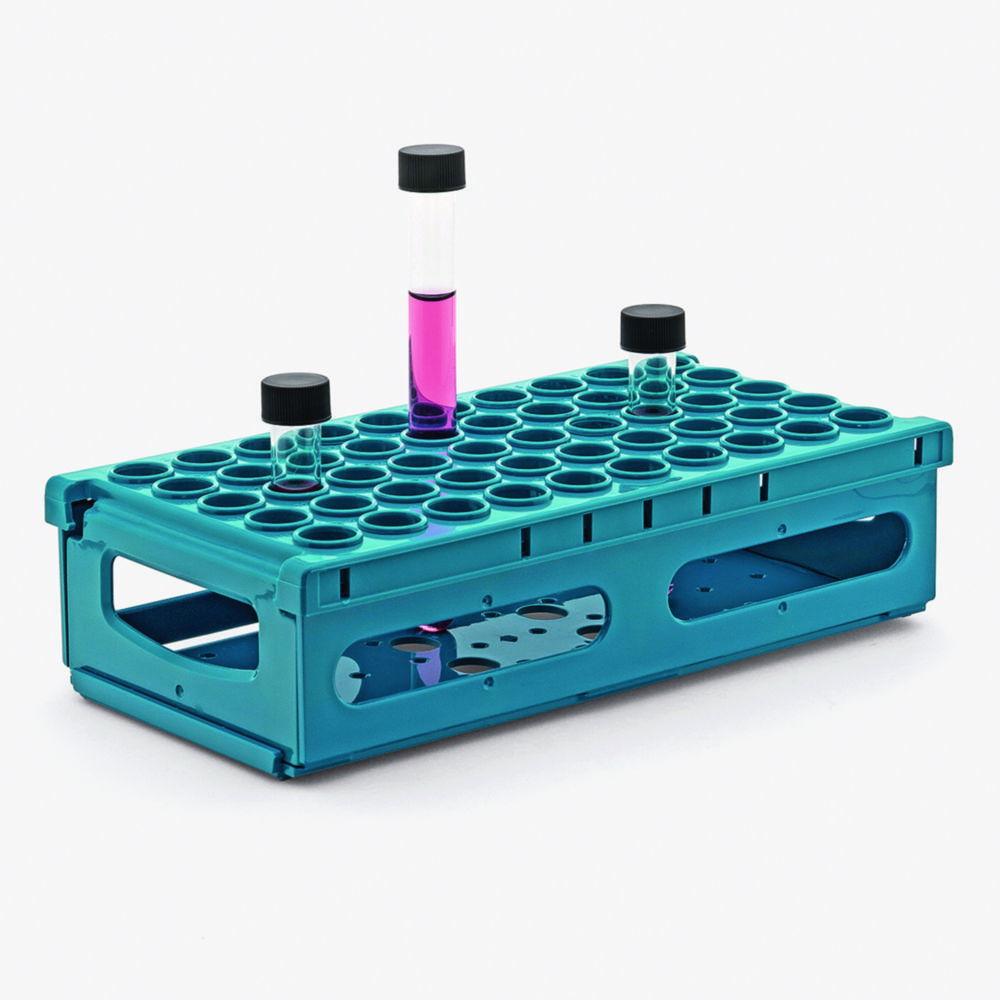 ISOLAB Test Tube Rack, Blue High-Density PP, 26 Places, for Tube Dia. 28-30mm