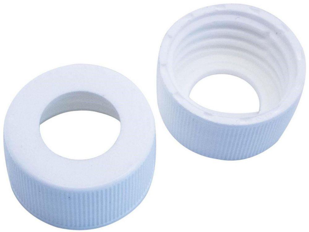 LLG Screw Cap N 24, Polypropylene, White, Center Hole, Pack of 100