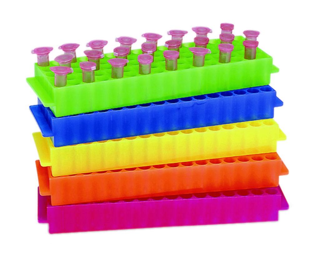Heathrow Microtube Rack, Assorted Colours, 80-Well, PP for 1.5/2.0 mL Tubes, Pack of 5