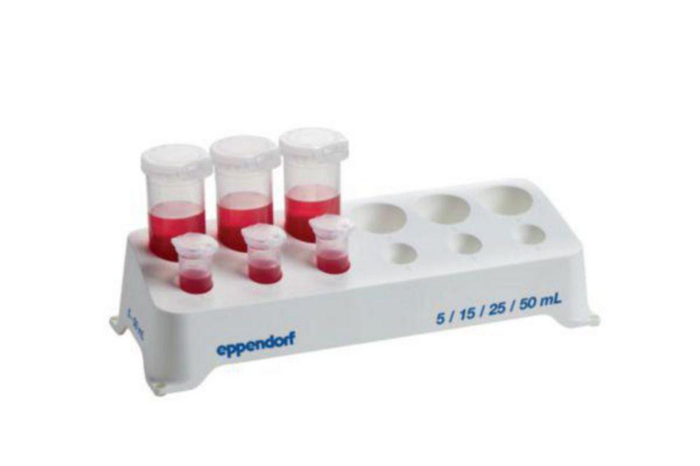 Eppendorf Tube Rack for 5, 15, and 50 mL Vials, 12 Positions, White, Autoclavable, Pack of 2