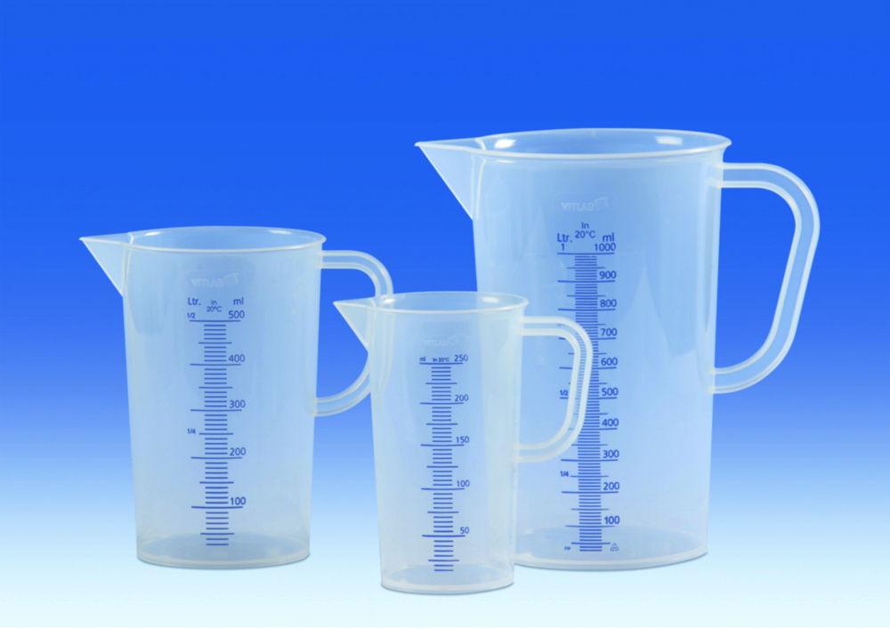 VITLAB Measuring Jug 3000 ml, PP, with Blue Moulded Graduation