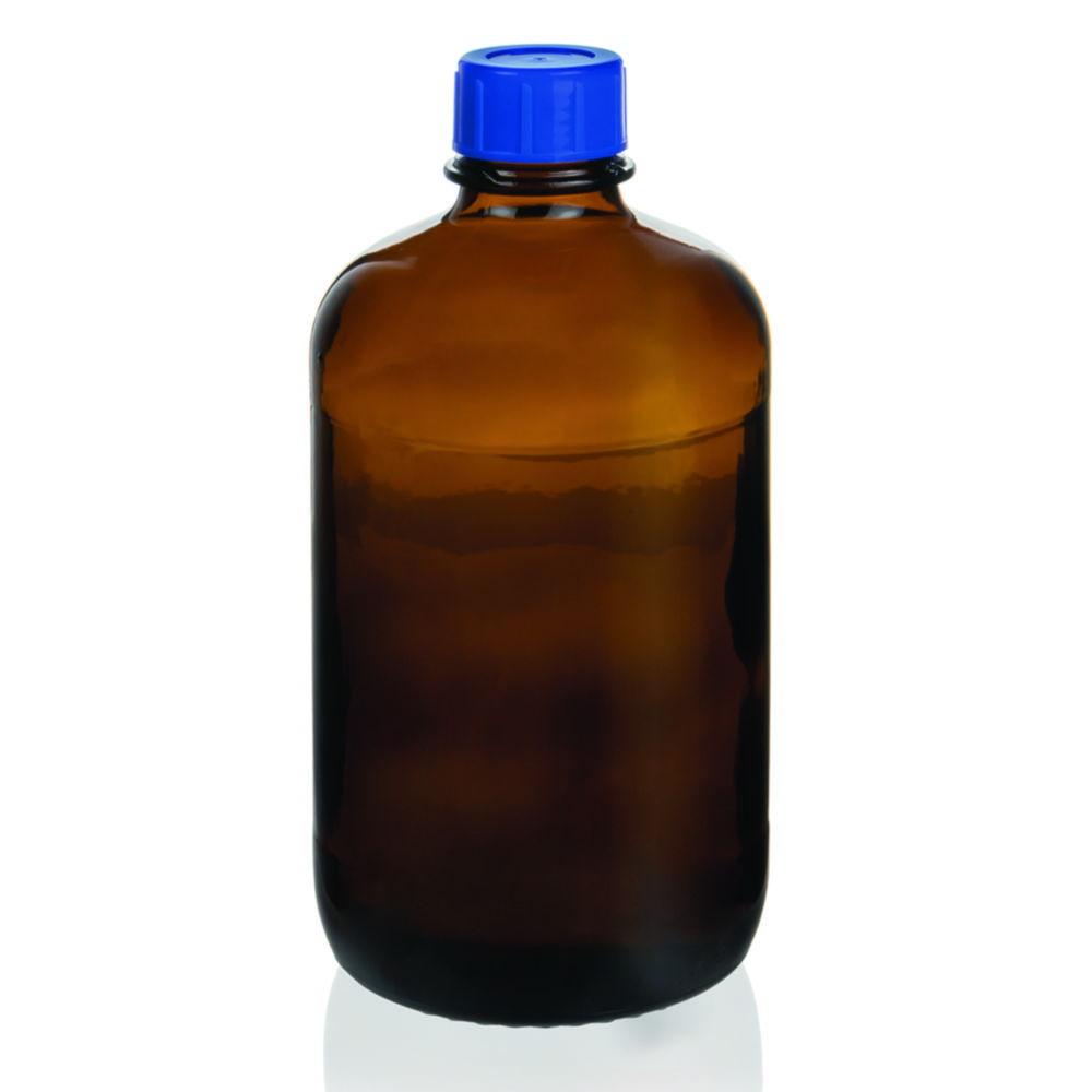 BRAND Threaded Bottle, 2500 mL, Amber Soda-Lime Glass, Without Coating, GL 45 Neck with Screw Cap