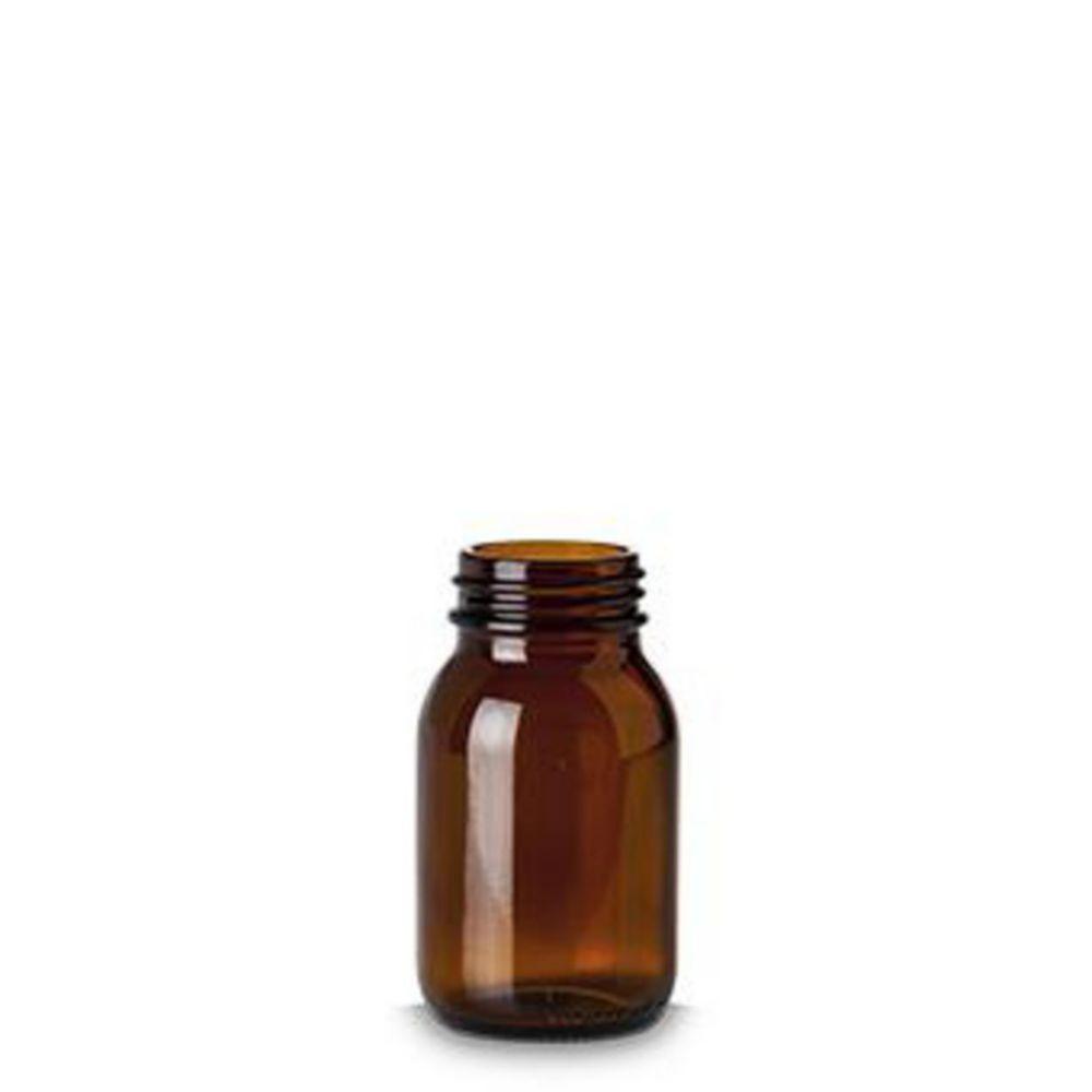 RIXIUS Wide‑Neck Amber Glass Bottle 125 mL, DIN 40, Without Cap 9072165 (Pack of 84)
