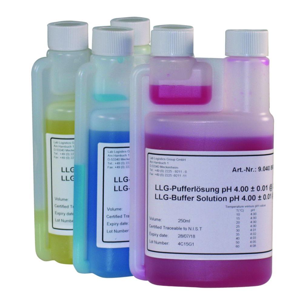 LLG Buffer Solution pH 4.00 ± 0.01/25°C, Red Coded, 250 mL