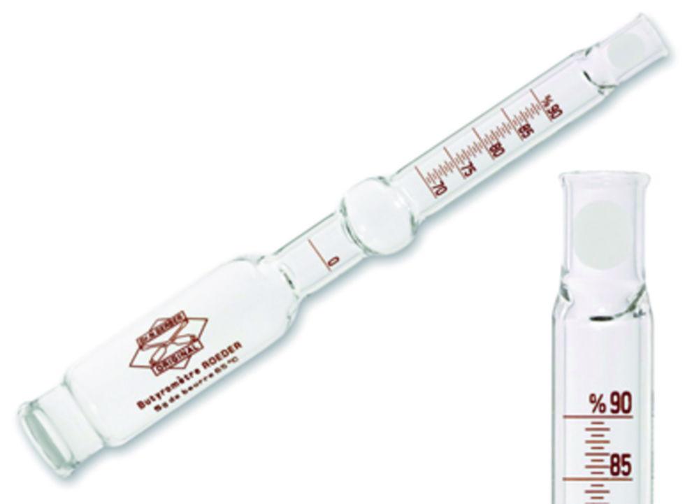 Gerber Butter Butyrometer 0 - 70 - 90% with Big and Small Rubber Stoppers and Glass Beaker

