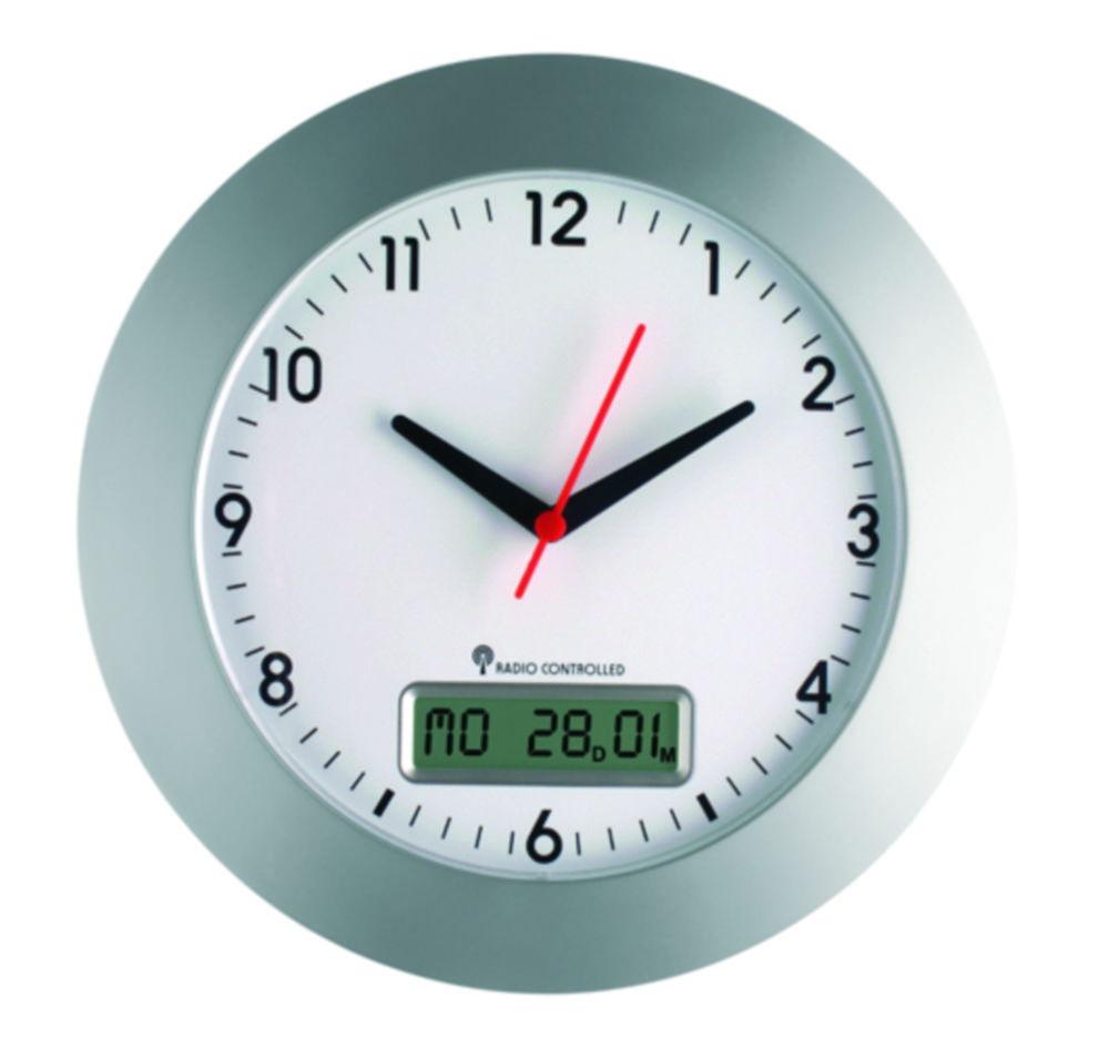 Dostmann Electronic Wireless Wall Clock with Date Display (Ø 300 x 47,5 mm, Battery Operated)