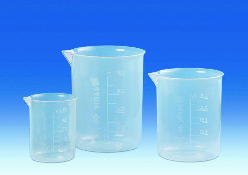 VITLAB Griffin Cups 100 ml PP, Highly Transparent with Raised Scale, Pack of 12

