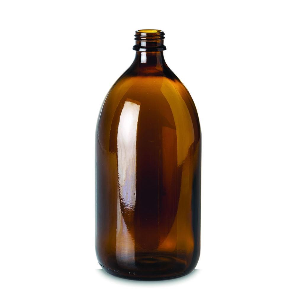 RIXIUS Amber Glass Narrow‑Neck Bottle 500 mL, DIN 25, Without Cap 9072162 (Pack of 35)