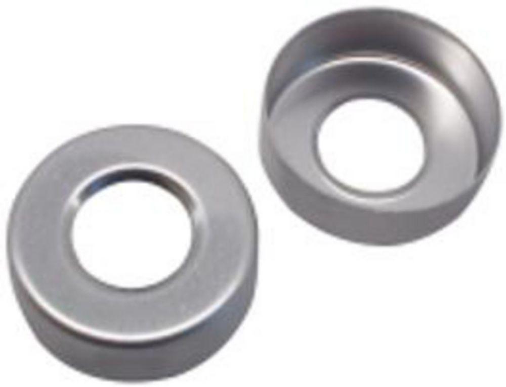 LLG Aluminium Crimp Caps N 20, Silver, Center Hole, Pack of 100