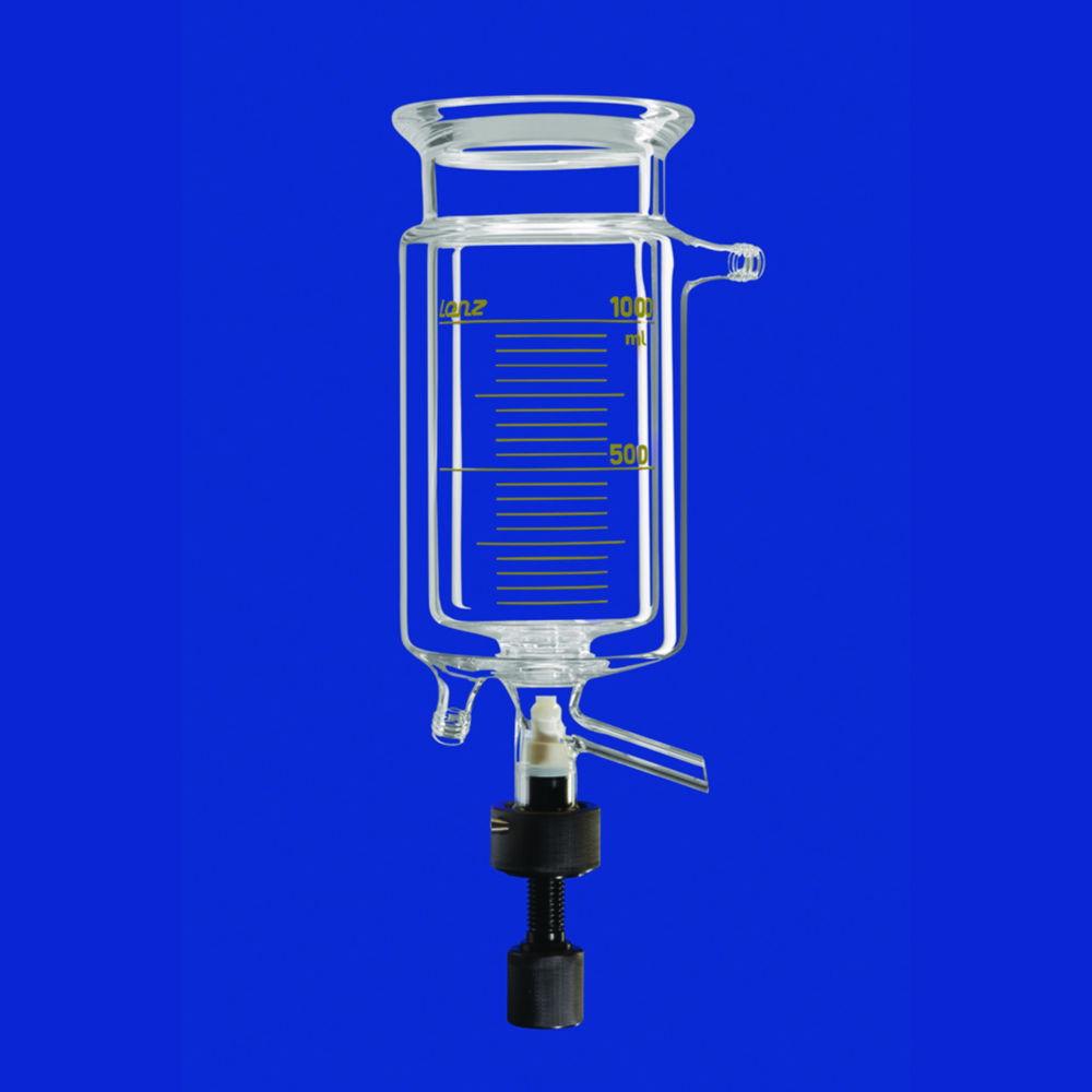 Lenz-Laborglas Reaction Vessel, Cylindrical, with Thermostatic Jacket and Withdrawal Valve, LF 100, Capacity 0.5 L