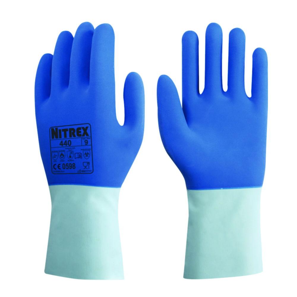 Unigloves Chemical Protective Gloves Nitrex 440 XS (6) Latex Blue Cotton Lining Inside Pack of 10 Pair

