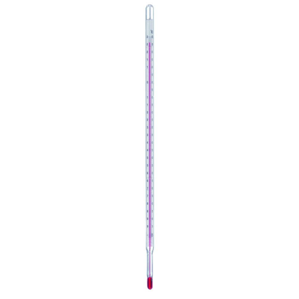 Ludwig Schneider Precision Laboratory Thermometer -1…+101°C, Stemform, Capillary Yellow-Backed, Blue Filling, L: 610 mm