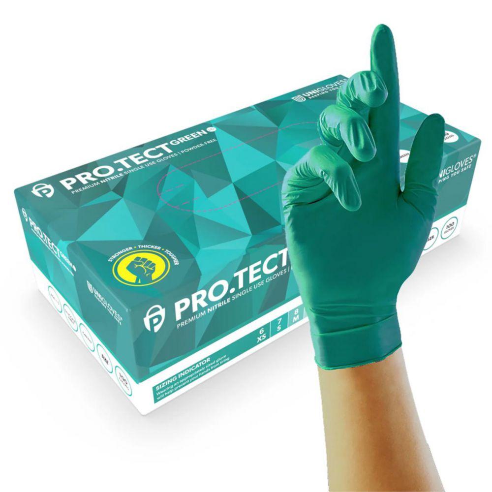 Nitrile Gloves PRO.TECT GREEN HD, size S (6-7) green, pack of 100