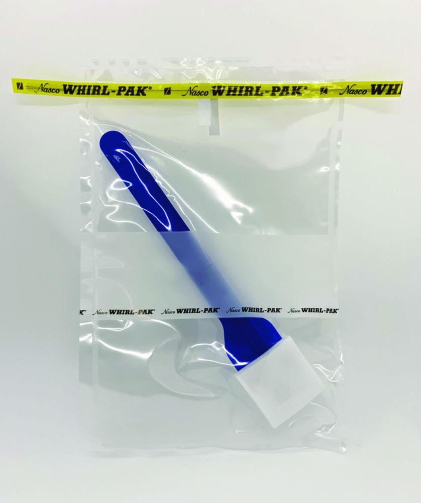 Nasco Whirl-Pak Dry PolyProbe Sample Bags 150x230 mm with Writing Field, PE with Sponge Spatula, Sterile, Capacity 710 ml, Pack of 100

