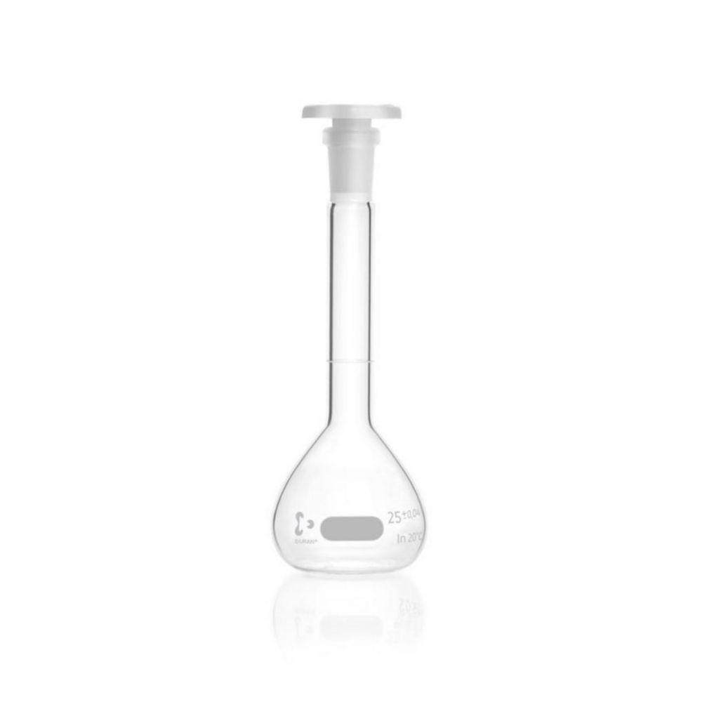 DWK Duran Volumetric Flask 25 mL with One Graduation Mark, Polyethylene Stopper, NS 10/19

