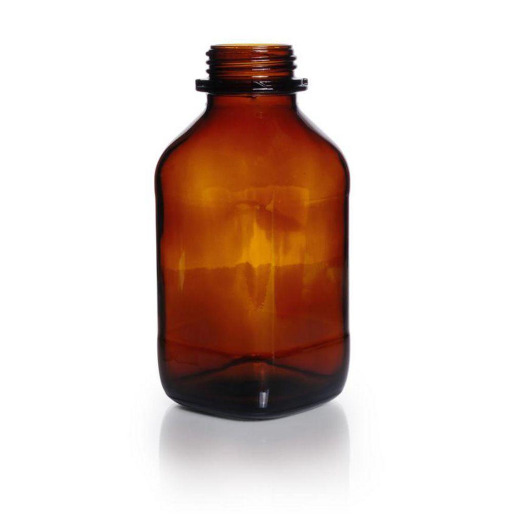 DWK Duran Square Screw Cap Bottle 1000 mL, Wide Neck, Amber Thread 54, Soda Lime Glass, Without Cap