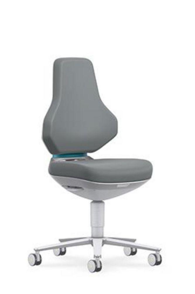 Cleanroom Lab Chair Texon, skintec grey with castors, seat height 450-620 mm