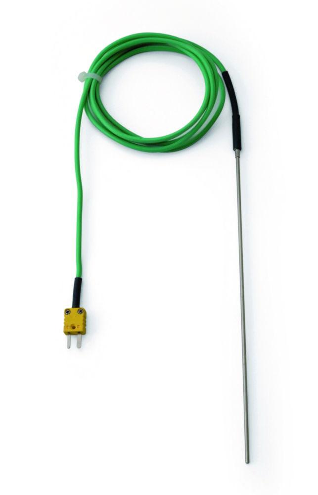 Sensor type K for immersion (NICR-NI) w/ miniature connector yellow,nominal length 250mm sheath ø 1 mm, application range -100...+400°C