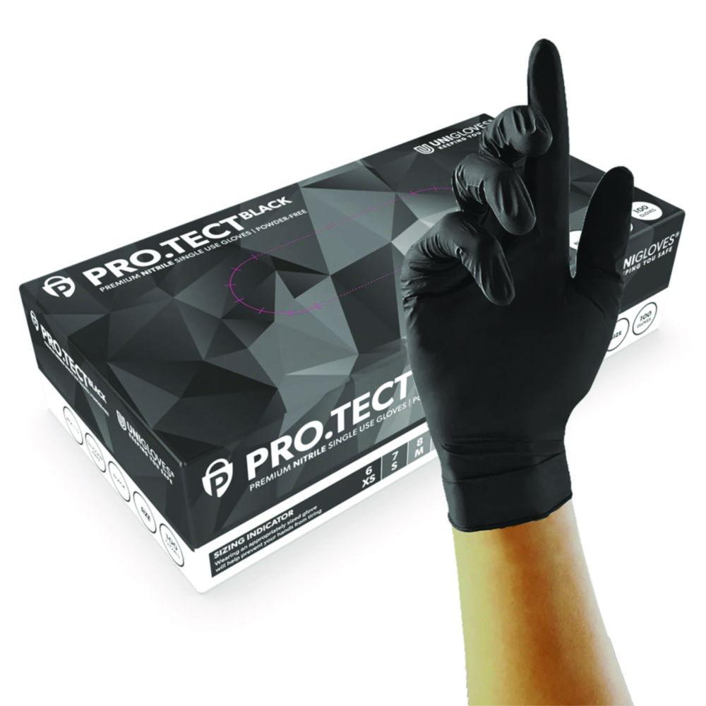 Nitrile Gloves PRO.TECT BLACK HD, size XS (5-6) black, pack of 100
