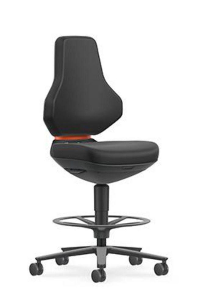 Lab Chair Texon, skintec black with stop & go-castors and foot ring, seat height 570-810 mm