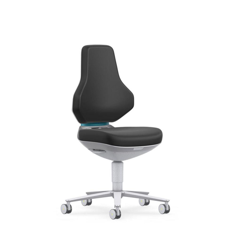 Cleanroom Lab Chair Texon, skintec black with castors, seat height 450-620 mm