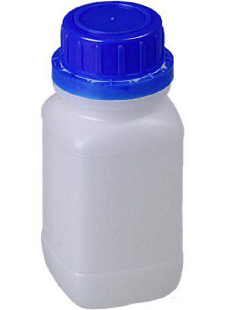 Bürkle Wide Neck Bottles 100 ml HDPE, Transparent, with SV, UN-Admitted, with PP Origina-Cover, Blue