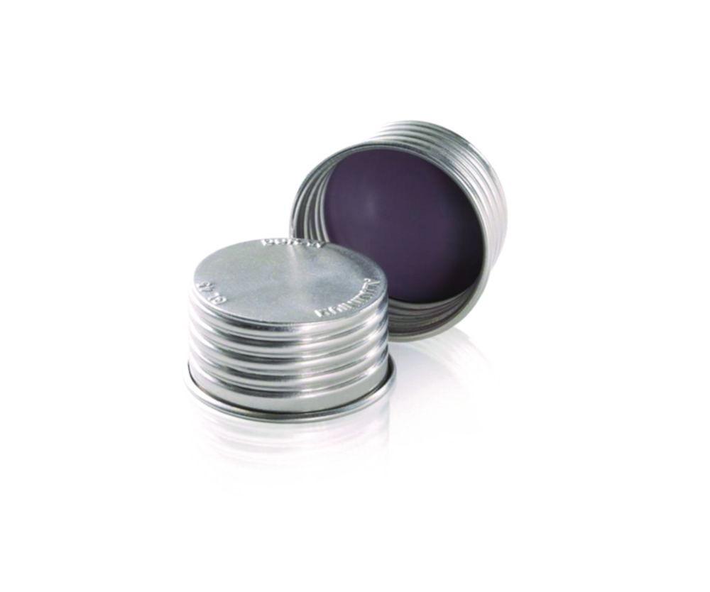DWK Duran Aluminium Screw Closure GL 45, Silver with High-Temperature Cap Liner (PTFE-Coated Red FKM), Pack of 10