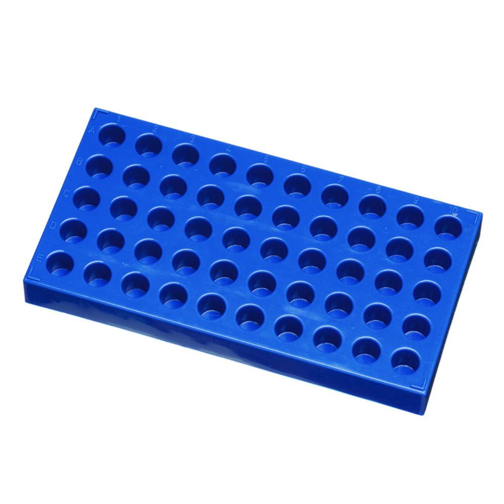 LLG Vials Stand PP Blue for Up to 50 Vials, Volume 1.5 mL, 200 x 105 x 17 mm, Stackable