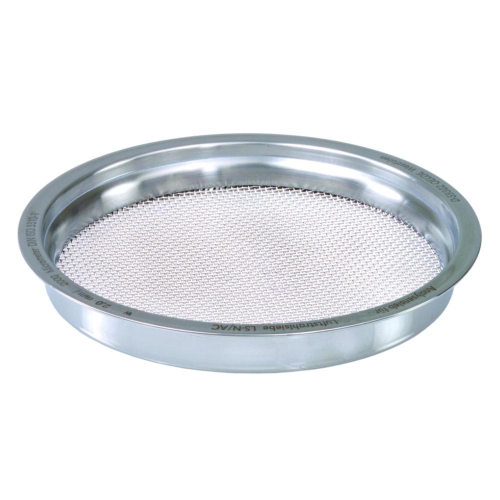 Air draft sieve 203 x 28 mm 1.25 mm mw., with stainless steel frame incl. certificate 2.1 acc. DIN EN 10 204