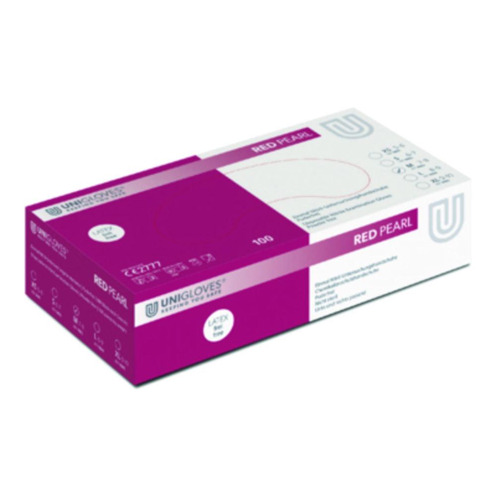 Unigloves Nitrile Gloves Red Pearl Size XL (10) Red, latex/powder Free, Non Sterile,Rolling Edges, Micro-Roughened Finger Tips, Pack of 100
