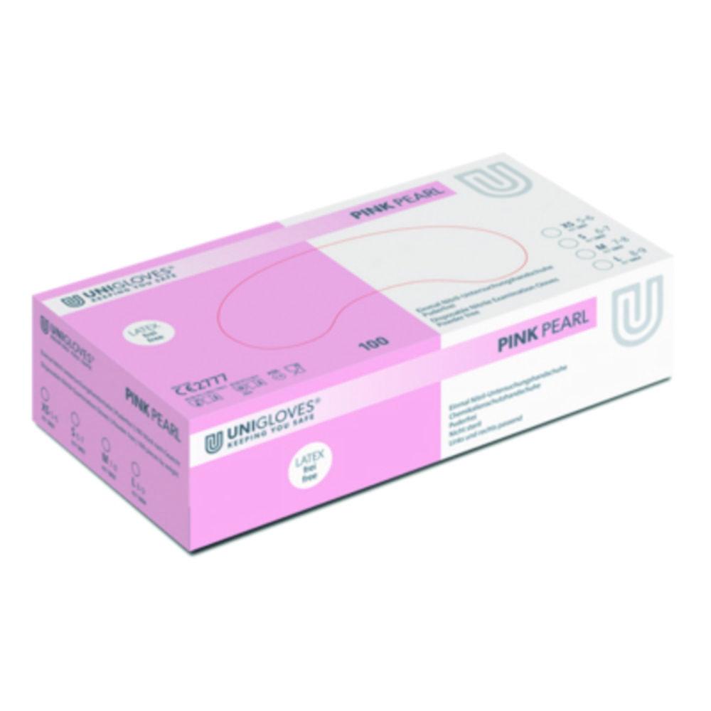 Unigloves Nitrile Gloves Pink Pearl Size S (7) Pink, latex/powder Free,Non Sterile,Rolling Edges, Micro-Roughened Finger Tips, Pack of 100